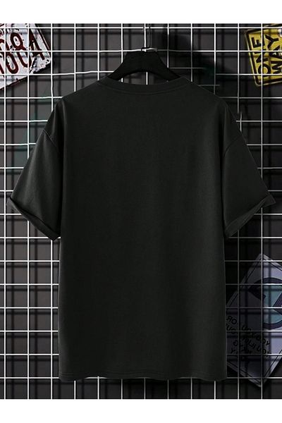 Black Sokak Dreams Come True Printed Oversize Men's Black T-Shirt