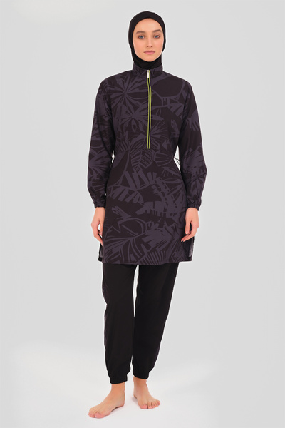 ALFASA Λεπτομερές αθλητικό μαγιό Hijab Neon Piping