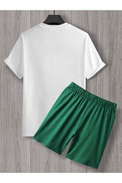 Benisengiydir Men's White Rennassience Printed Shorts Suit