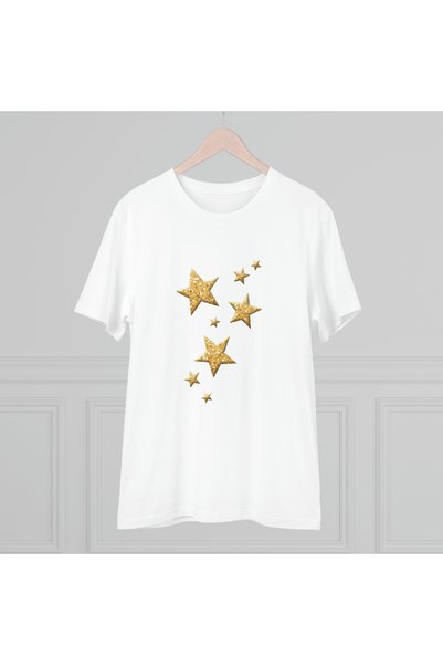 LADİJİTAL BASKI ÇÖZÜMLERİ White T-Shirt with Gold Star Image
