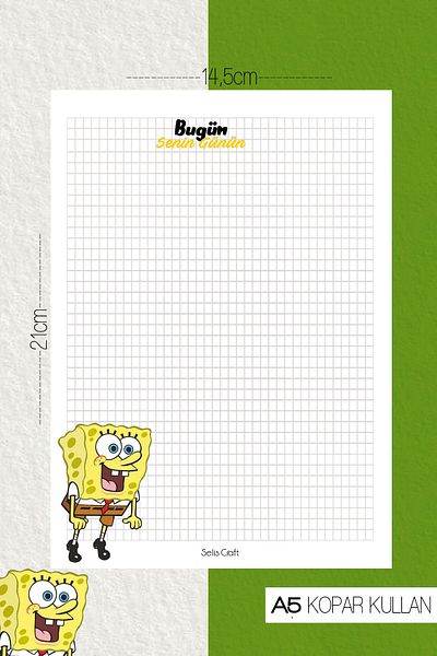 SelisCraft Σημειωματάριο SpongeBob Checkered 01 Daily Planner, Σημειωματάριο, Λίστα εκκρεμοτήτων, Σημειωματάριο, Ατζέντα