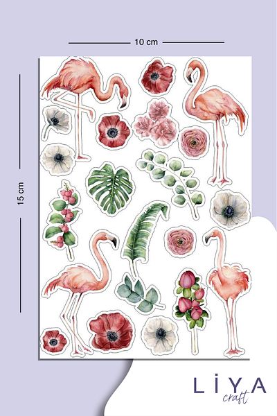 LiyaCraft مجموعة ملصقات متعددة تحت عنوان Flamingo مناسبة لمجلة Planner Agenda Bullet Journal