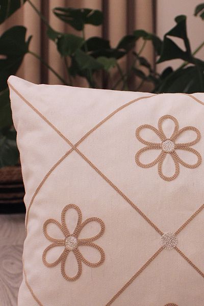 Filamente Set de 2 huse de pernă cu design special, model cu perforare reală, boemă, florală, bej