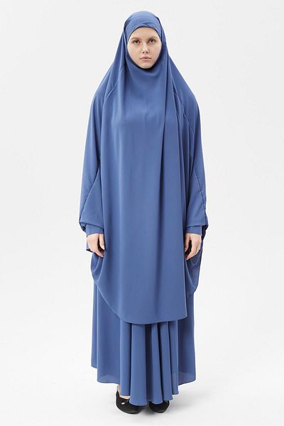 Altobeh Γυναικείο σετ σεντόνι Hijab Medina Silk με πέπλο σουφλέ και φούστα Dark Jeans