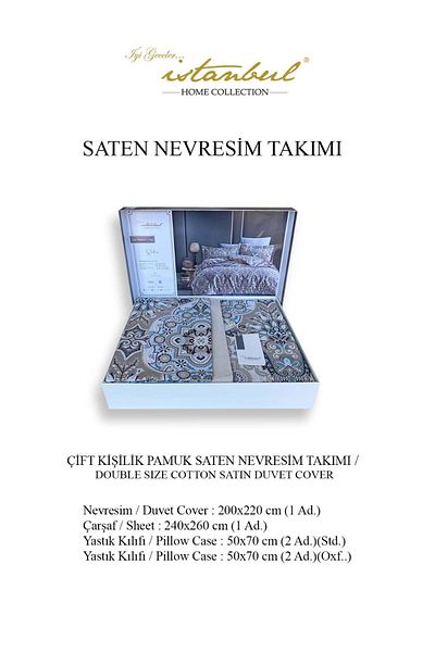 İyi Geceler İstanbul طقم غطاء لحاف لينوكس مزدوج من اسطنبول - قطن ساتان