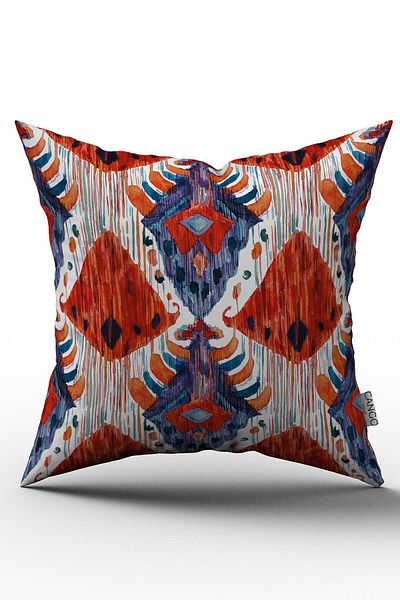 Cango Home Față de pernă decorativă etnică, roșu, albastru, cu două fețe - Cgh184-ct
