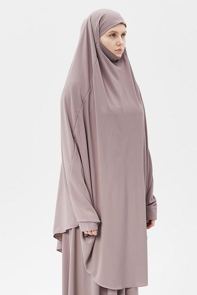 Altobeh Γυναικείο σετ σεντόνια Hijab Medina Silk με πέπλο σουφλέ και φούστα Dark Rose dry