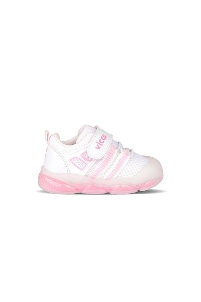 Vicco Orante Orthopedic Baby Girl White/Pink Lighted Sneaker