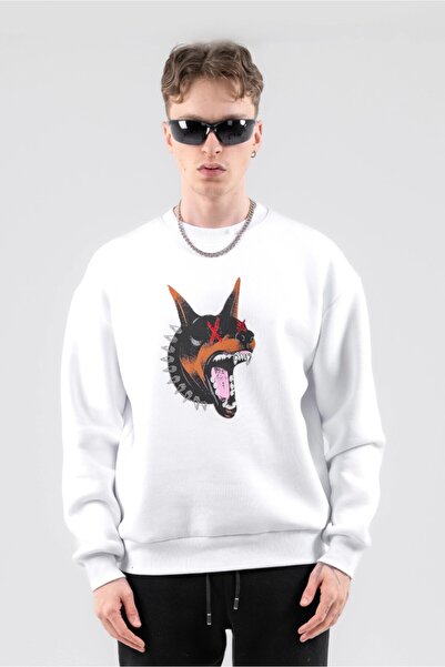 DOBERMAN CREWNECK OVERSIZE WHITE