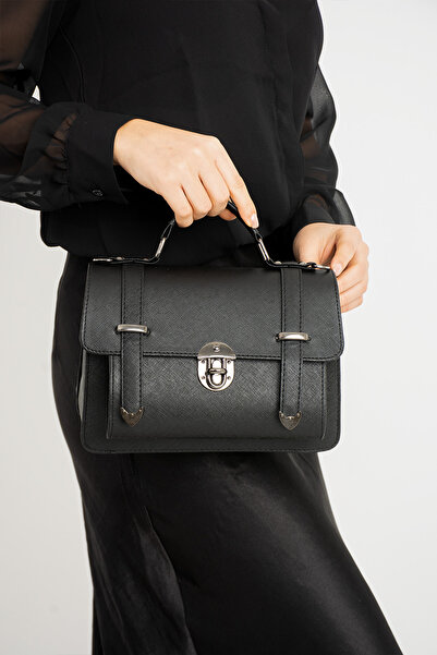 ESTUTE Vegan Deri Ayarlanabilir Uzun Askılı Kilitli Kadın Çantası Omuz Çantası