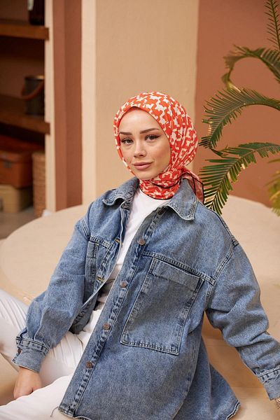 İpekhan Λεπτό βαμβακερό κασκόλ με σχέδιο Houndstooth