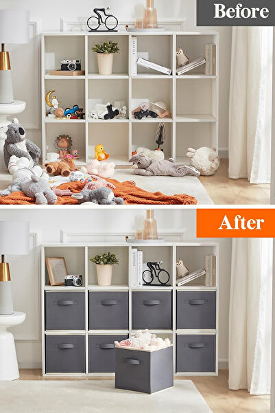 Meleni Home 3-Piece Closet Organizer, Laundry Toy Storage Box Basket Organizer 33x30x30