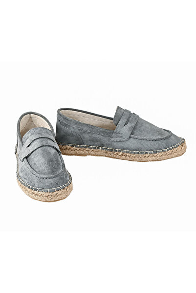 NOOSY Genuine Leather Gray Unisex Handmade Espadrille