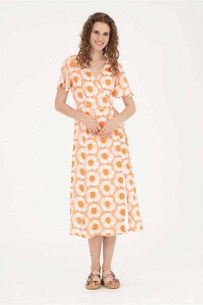 U.S. Polo Assn. ALISTAR V-Neck Front Slit Belted Lined Comfort Fit Women's Dress