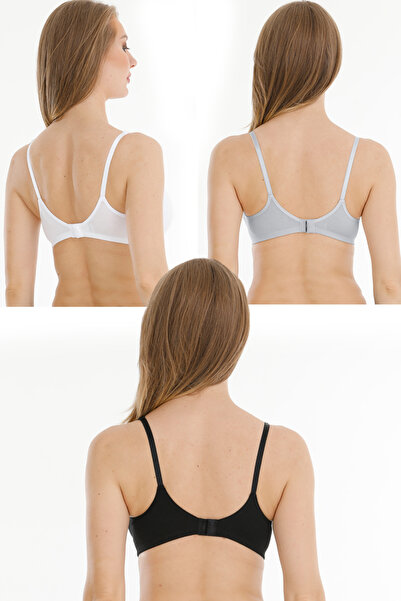 MS HAMİLE İÇ GİYİM Set de 3 sutien pentru alăptare din bumbac pieptănat - HG0064, culori mixte