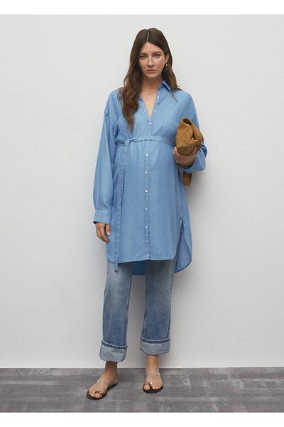 MANGO Woman Τζιν πουκάμισο φόρεμα