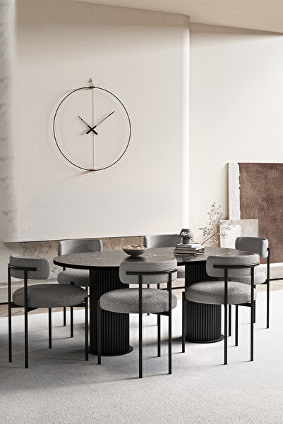 AVVİO Vienna Teddy Sandalye 80x140 Yemek Masası Mutfak Masası 6 Kişilik Masa ...