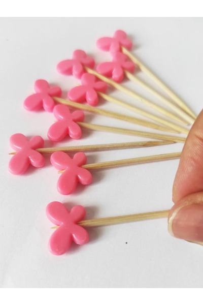 BEYHAN BAYHAN 50 Adet Dekoratif Büyük Şeker Pembesi Kelebek Boncuklu Sunum Kü...