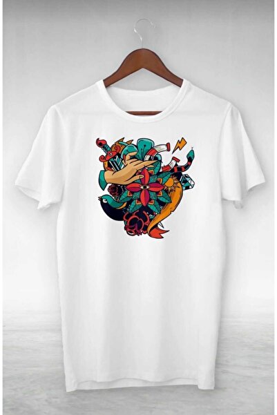 PERISENSE Унисекс тениска с щампа на цветя с охлюв, голяма, за жени и мъже