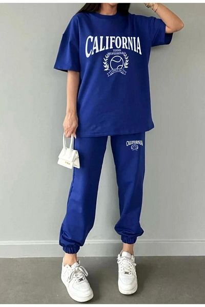 trendgar Set trening damă Saks blue california imprimat tricou-jogger