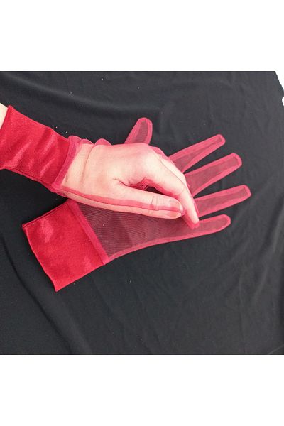 es moda shop Red Diana Vintage Velvet Ankle Tulle Gloves