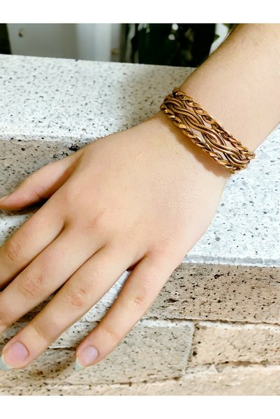 kapris concept Pure copper Hypoallergenic antique handmade three-twist thick bracelet