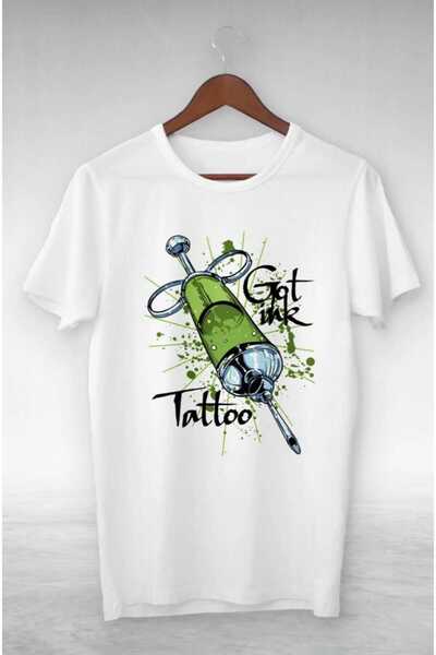 PERISENSE Tricou supradimensionat unisex pentru bărbați cu tatuaj cu ac imprimat