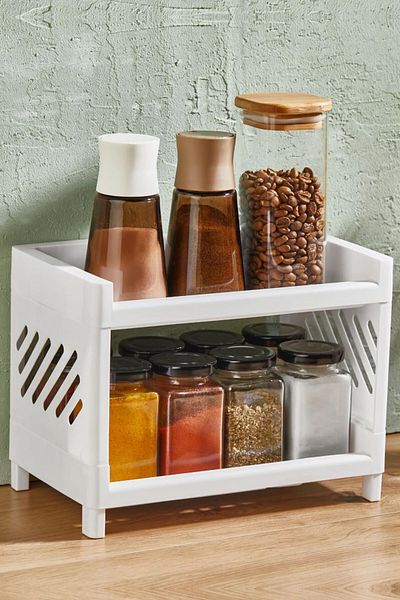 Porselen Diyarı Two-Tier Bathroom and Kitchen In-Cabinet Organizer Shelf Multi-Purpose Shelving Unit
