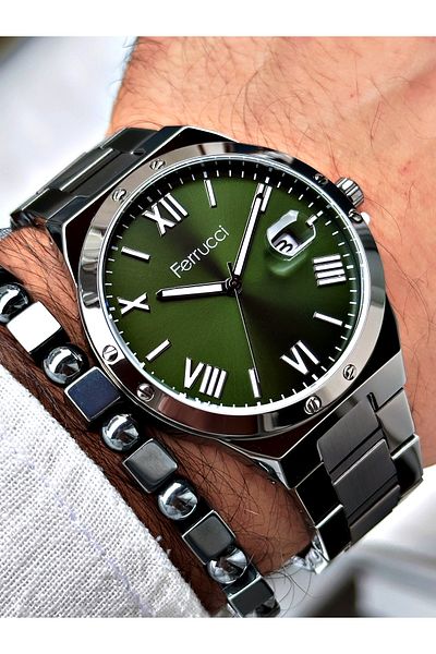 Ferrucci Silver Color Steel Strap Men's Wristwatch Bracelet Gift