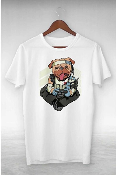 PERISENSE تي شيرت مطبوع كبير الحجم للنساء والرجال بتصميم كلب جالس للجنسين