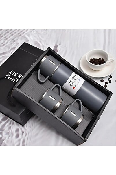 Genel Markalar VAAKUM FLASK SET 3 Fincanlı Çelik Termos