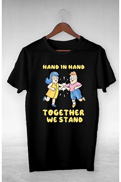 PERISENSE تي شيرت مطبوع كبير الحجم للنساء والرجال للجنسين معًا نحن نستقر