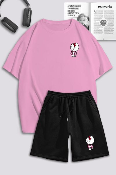 macklin Unisex Γυναικεία Ανδρικά Hello Kitty με στάμπα ειδικής σχεδίασης Σετ φόρμας μπλουζάκι και σορτς
