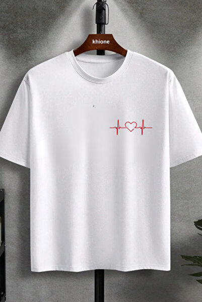 Khione Унісекс дизайн з принтом серцевого ритму, 100% бавовна, футболка
