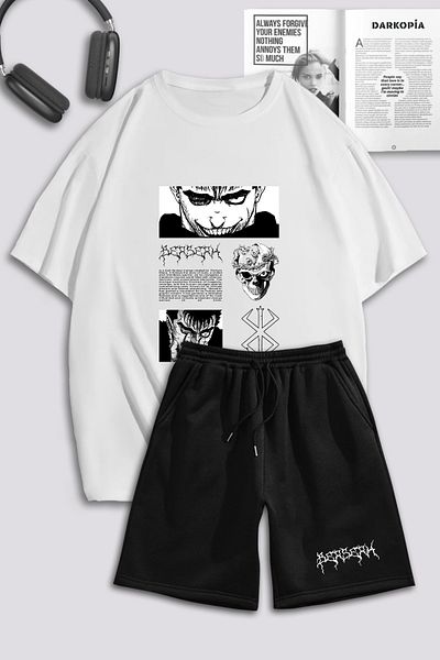 macklin Unisex Γυναικεία Ανδρικά Berserk Anime με τυπωμένο ειδικό σχέδιο Oversize Σετ φούτερ και σορτς