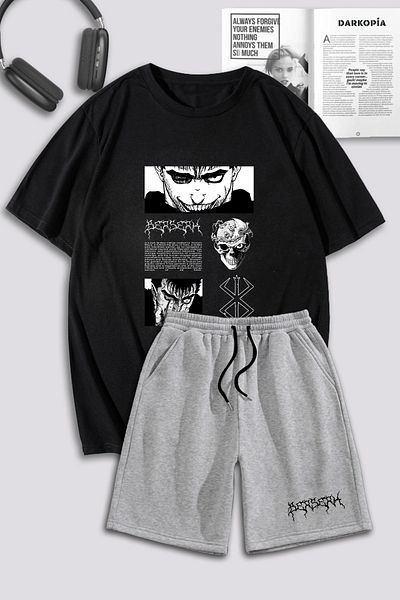 macklin Unisex Γυναικείες ανδρικές φόρμες Anime με τυπωμένο προσαρμοσμένο σχέδιο υπερμεγέθη μπλουζάκι και σορτς αθλητική φόρμα