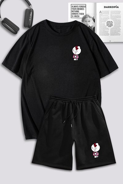 macklin Unisex Γυναικεία Ανδρικά Hello Kitty με στάμπα ειδικής σχεδίασης Σετ φόρμας μπλουζάκι και σορτς
