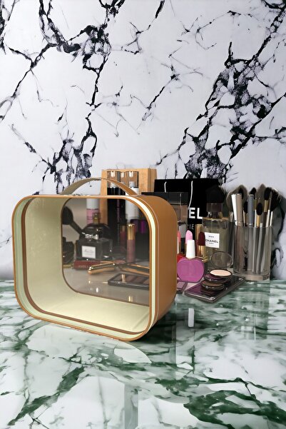 minufco Makyaj Fırçası ve Kozmetik Çantası Kadın Seyahat Organizeri Şeffaf Makyaj Çantası