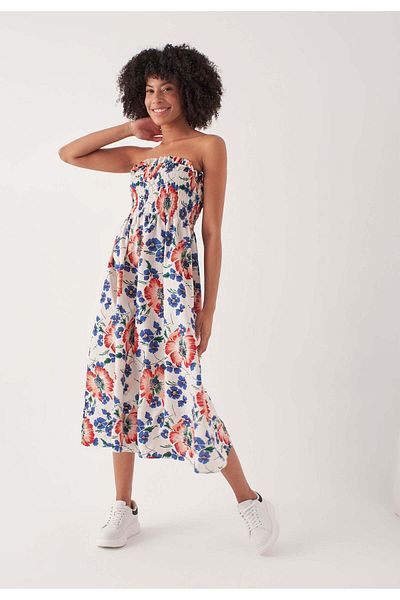 Herita Trägerloses Kleid mit Blumenmuster