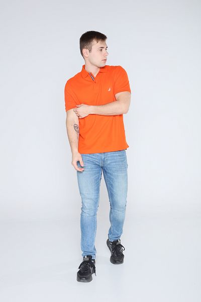 Nautica تي شيرت رجالي برتقالي بياقة بولو JCAP001