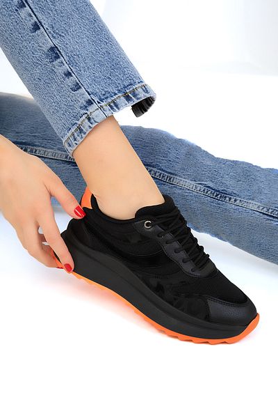 SOHO Black-Orange Women's Sneakers 19006