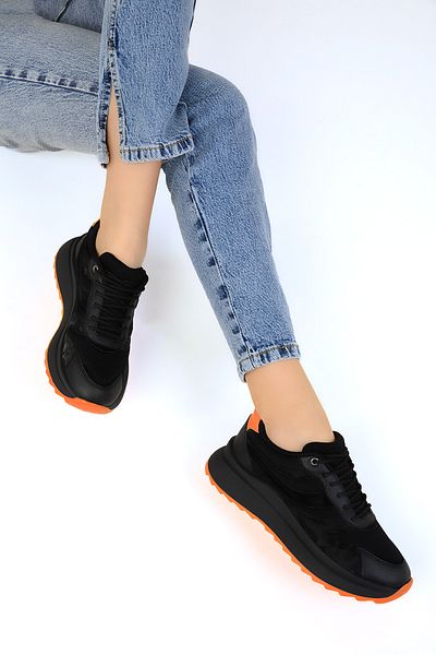 SOHO Black-Orange Women's Sneakers 19006
