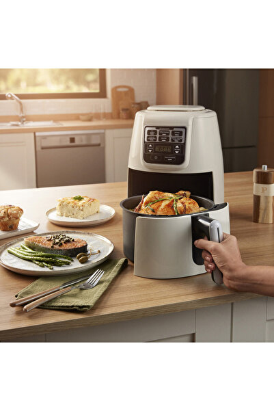 Karaca Air Cook XL 2 in 1 Airfryer Raum Grau Schwarz, Fritten, Hausjoghurt, Trockene Gemüse Obstsort