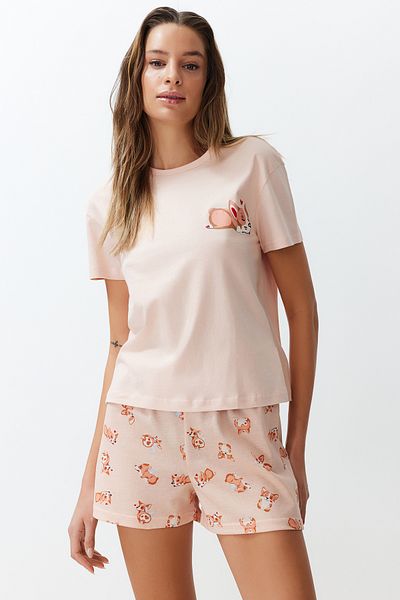 Trendyol Collection Vícebarevný zvířecí vzor Pyžamový oblek na dotazy THMSS24PT00198