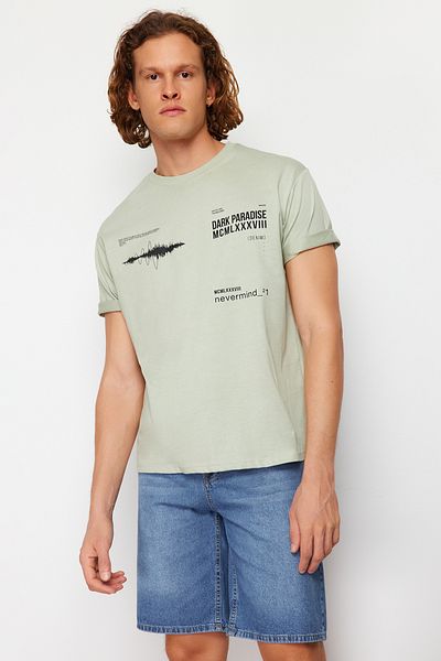 Trendyol Collection Βαμβακερό μπλουζάκι με φαρδιά κοπή με στάμπα με λαιμόκοψη - TMNSS20TS1097