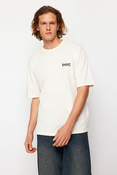 Trendyol Collection Text Printed Oversize Cotton T-Shirt - TMNSS23TS00263