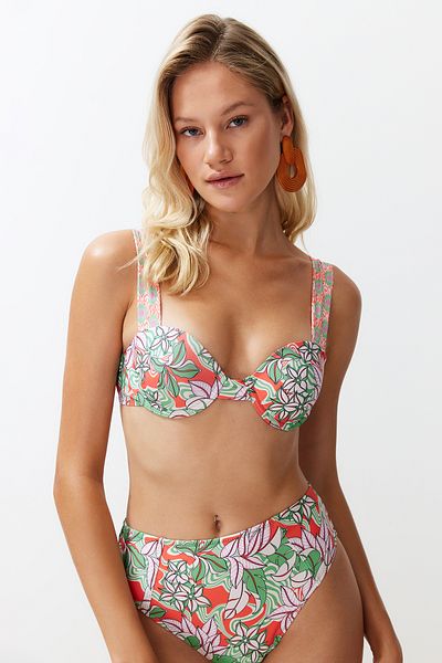 Trendyol Collection Floral Patterned Balcony Push Up Bikini Top TBESS24BU00144