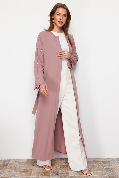 Trendyol Modest Capac țesut cu accesorii din piatră de pulbere și ferace și Abaya și Jalabiya TCTSS24KF00019