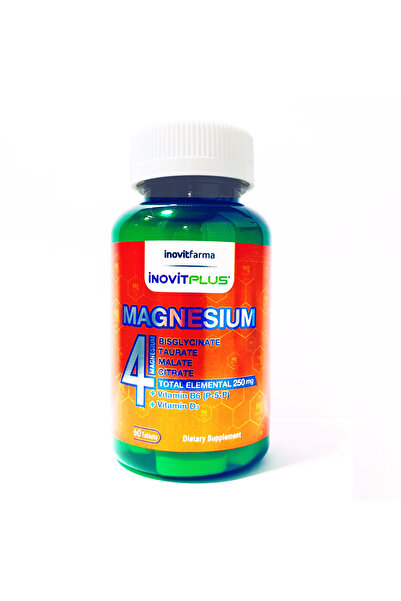 İNOVİTPLUS Magnezyum Elementel 250 Mg (BİSGLİSİNAT,TAURAT,MALAT,SİTRAT) B6(P5...