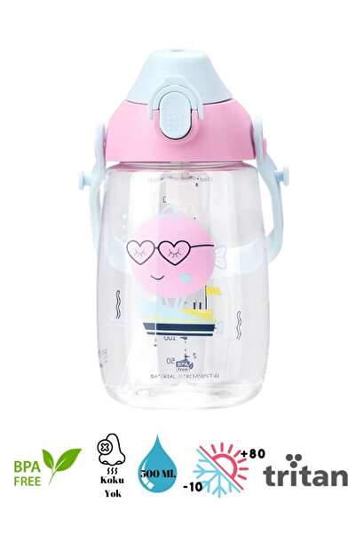 Uzspace -Children Tritan Su Matarası – 500 Ml. (Pipetli / Askılı)